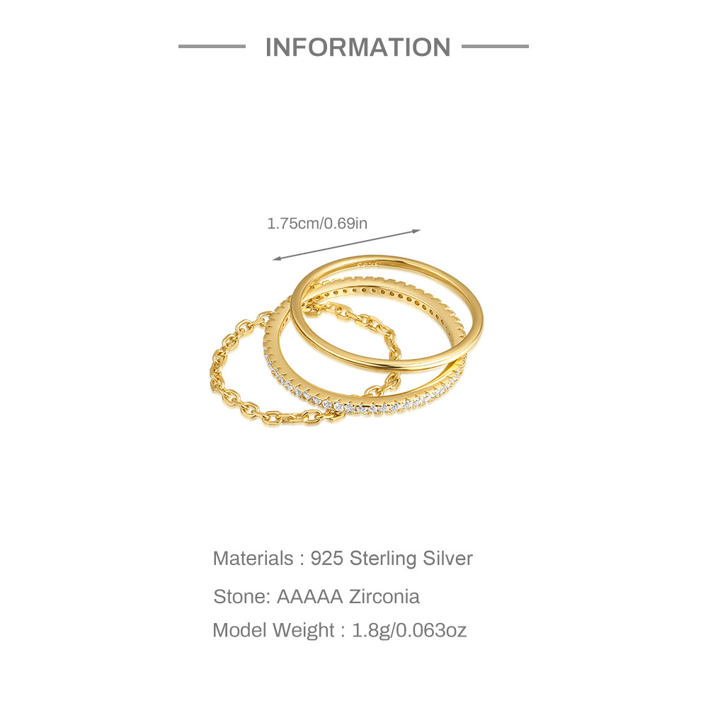 3g Weight Zircon Inlay Material 925 Sterling Silver Zircon Geometric Rings 925 Sterling Silver Rings