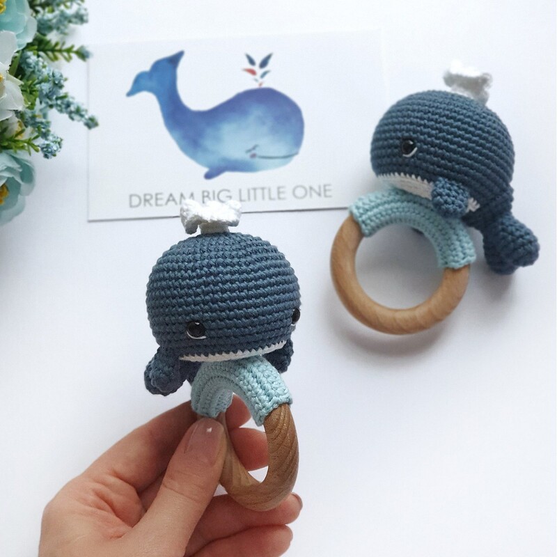 Cross Border Crochet Blue Whale Animal Rattle Baby Doll Baby Soothing Toy Bite Crochet Toy Cross Border Crochet Blue Whale Animal Rattle Baby Doll Baby Soothing Toy Bite Crochet Toy