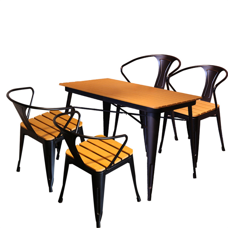 Sillas de bar industriales de hierro forjado al aire libre de madera maciza mesa de bar simple taburete de café mesa de bar sillas