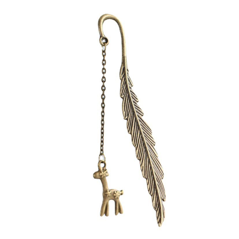New Style Retro Metal Feather Bookmark Classical Creative Student Stationery Graduation Gift