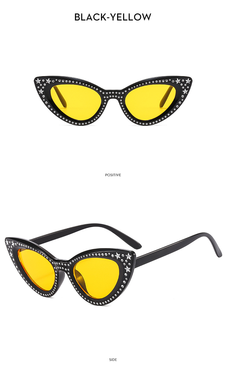 Cool Style Color Block Ac Cat Eye Rhinestone Full Frame Women's Sunglasses display picture 4