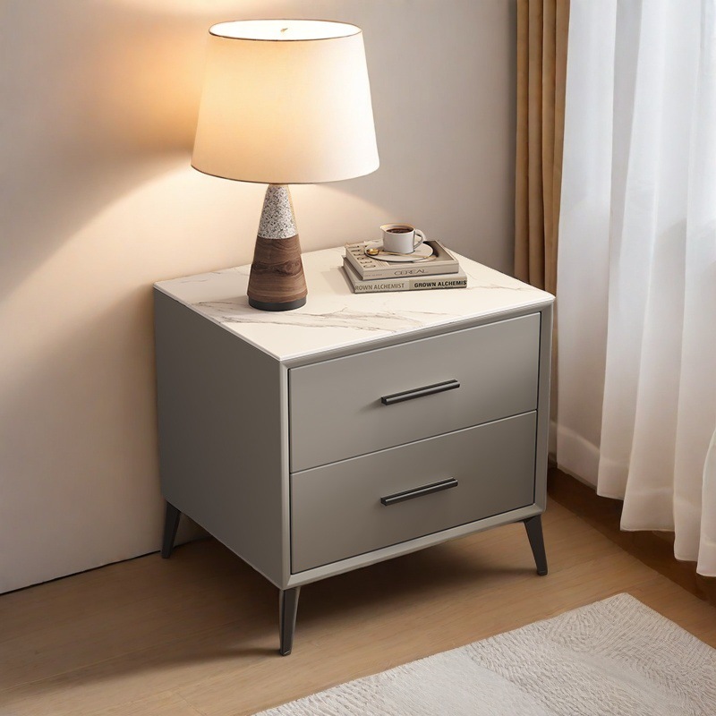 New Slate Countertop Small Cabinet Panel Simple Light Luxury Leather Bedside Cabinet B&B Bedside Cabinet Internet Celebrity Cream Style