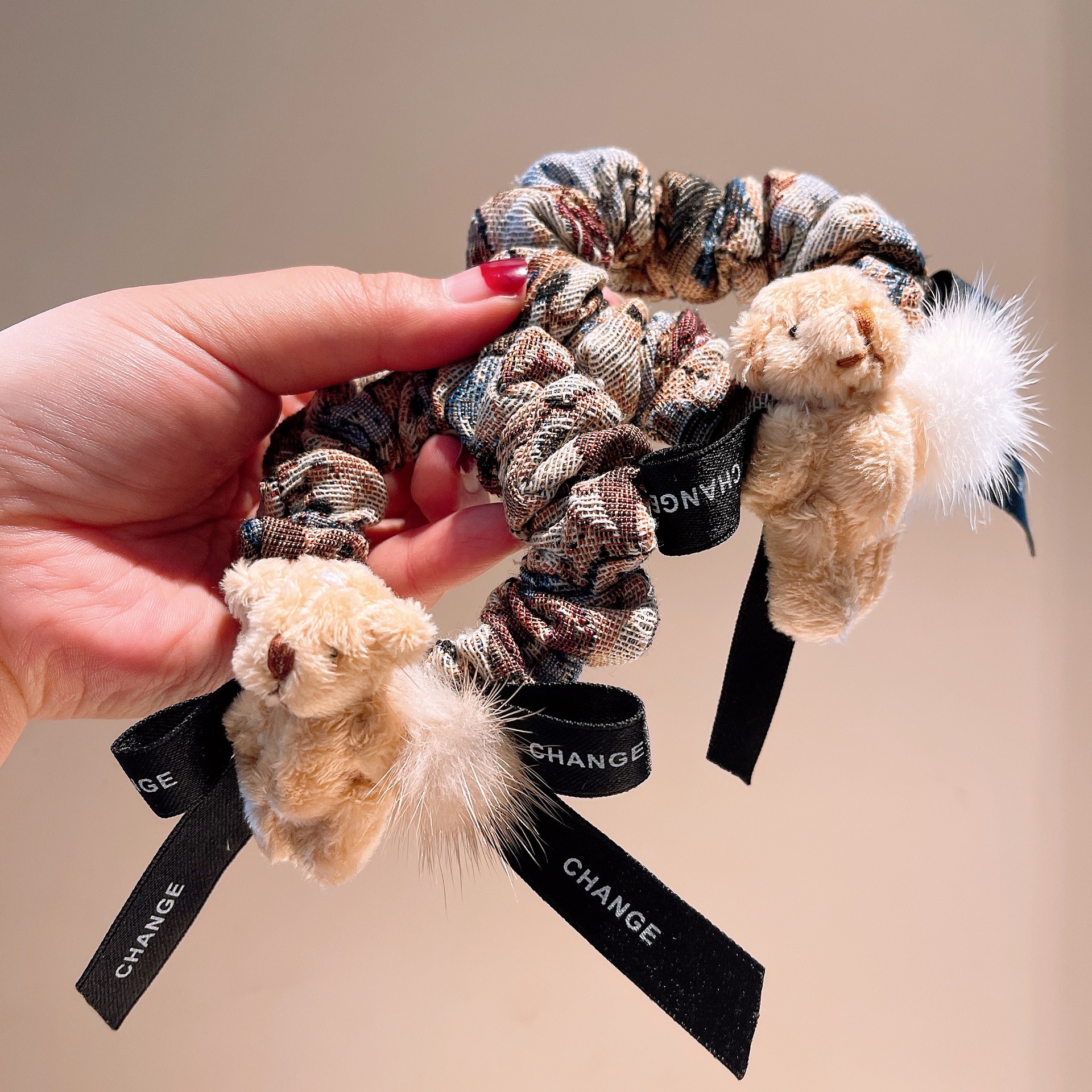 Korean Version Temperament Cute Bear Doll Hair Circle Letter Ribbon Bow Knot Hair Rope Jewelry display picture 10