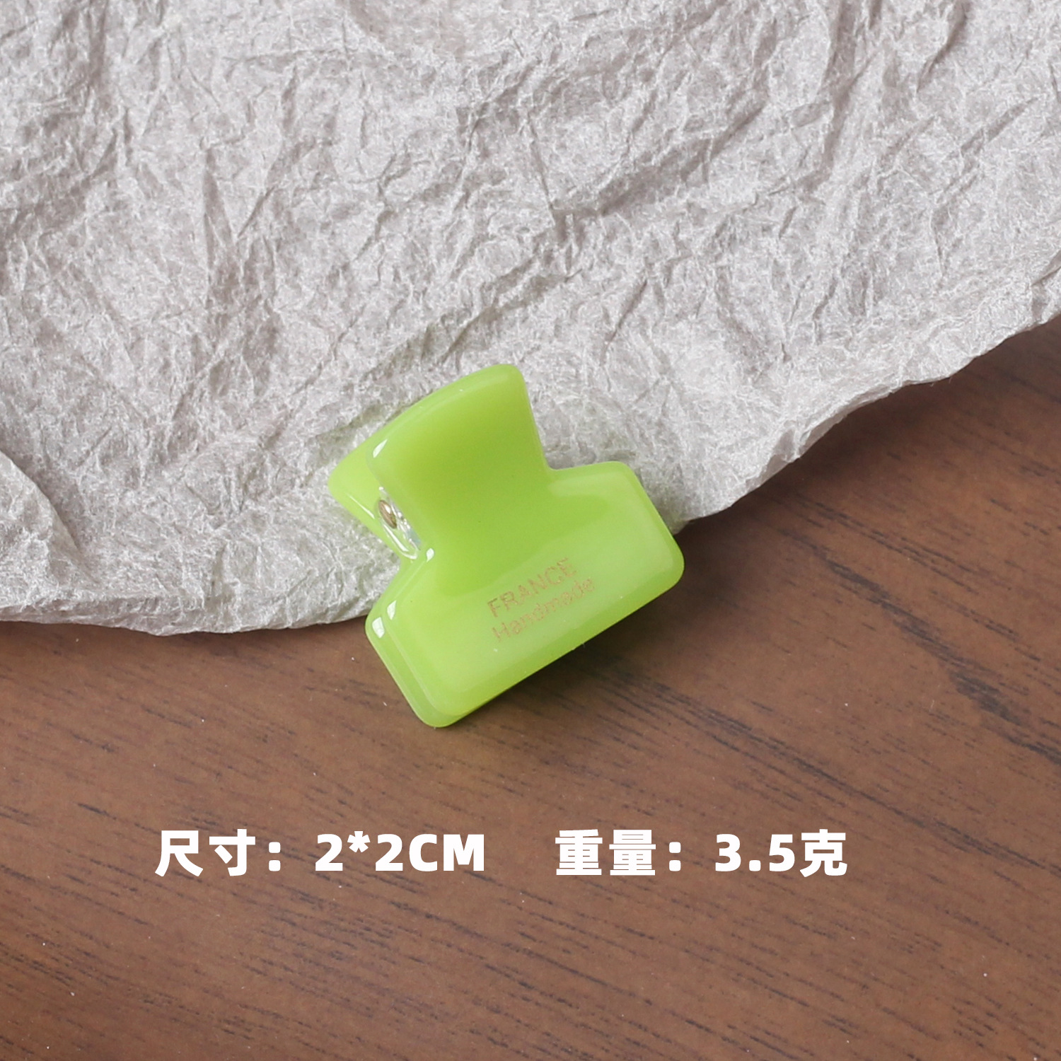 Pinza de pelo mini con etiqueta dorada coreana FRANCE 2024, color sólido efecto tortuga, para flequillo.