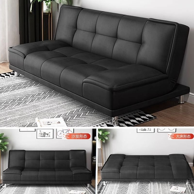Sofa Living Room Small Apartment 2024 New Apartment Bedroom Rental House Solid Wood Foldableing Dual-Purpose Small Leather Sofa Bed