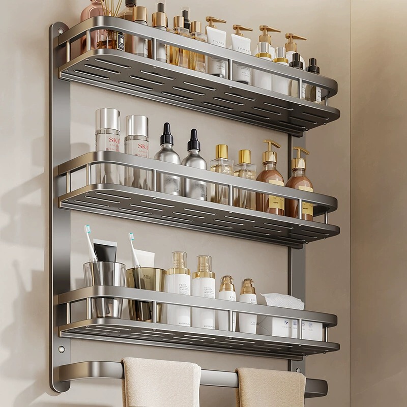 Space Aluminum Bathroom Storage Rack, No-Drill Wall-Mounted Bathroom Shelf, Toilet Wall-Mounted Washbasin Bathroom Rack Space Aluminum Bathroom Storage Rack, No-Drill Wall-Mounted Bathroom Shelf, Toilet Wall-Mounted Washbasin Bathroom Rack