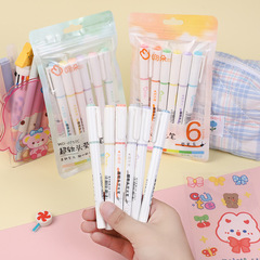 Macaron soft-head highlighter eye protection color student hand account marking pen office exam marking color pen
