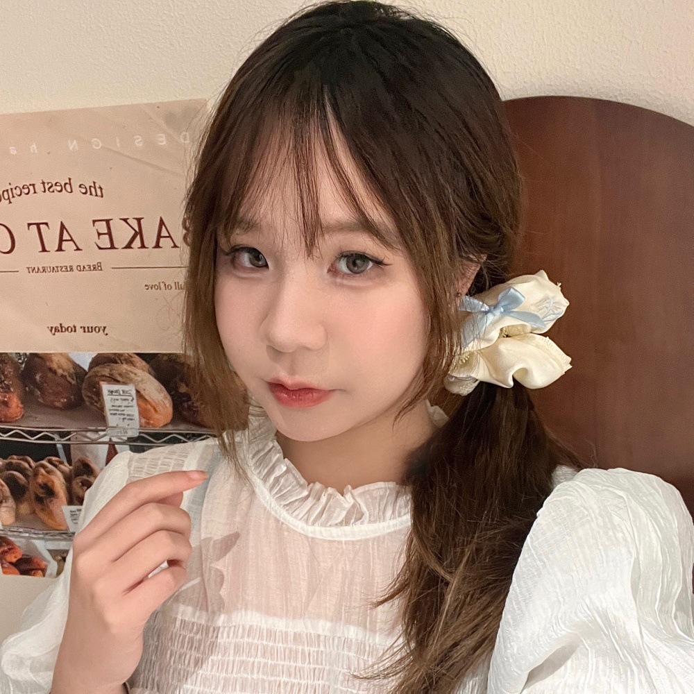 Frase bordada arco dulce anillo de cabello intestino de alta sensibilidad de la niña encaje cuerda de cabello suave adornos para el cabello