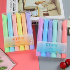 輕語系列護眼熒光筆創意少女心彩色手賬筆學生重點劃線標記筆批發