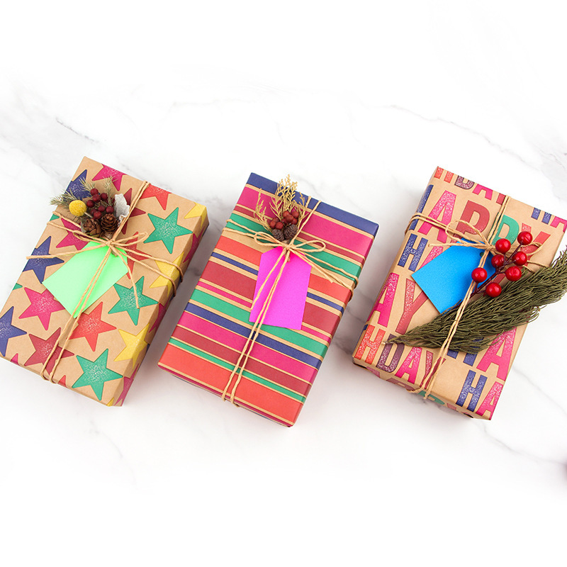 Papel de Regalo de Amazon para el Día de San Valentín, Papel de Regalo para Fiestas de Cumpleaños, Papel Kraft Retro, Artículo Más Vendido Transfronterizo