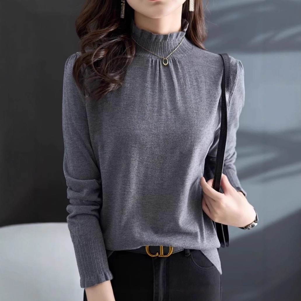 欧货漂亮高级感超好看的毛衣女2025新款秋冬灰色半高领打底衫内搭