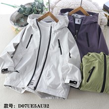 童加棉布外套中大童纯色秋冬款连帽冲锋衣加厚帽衫男女孩上衣青少