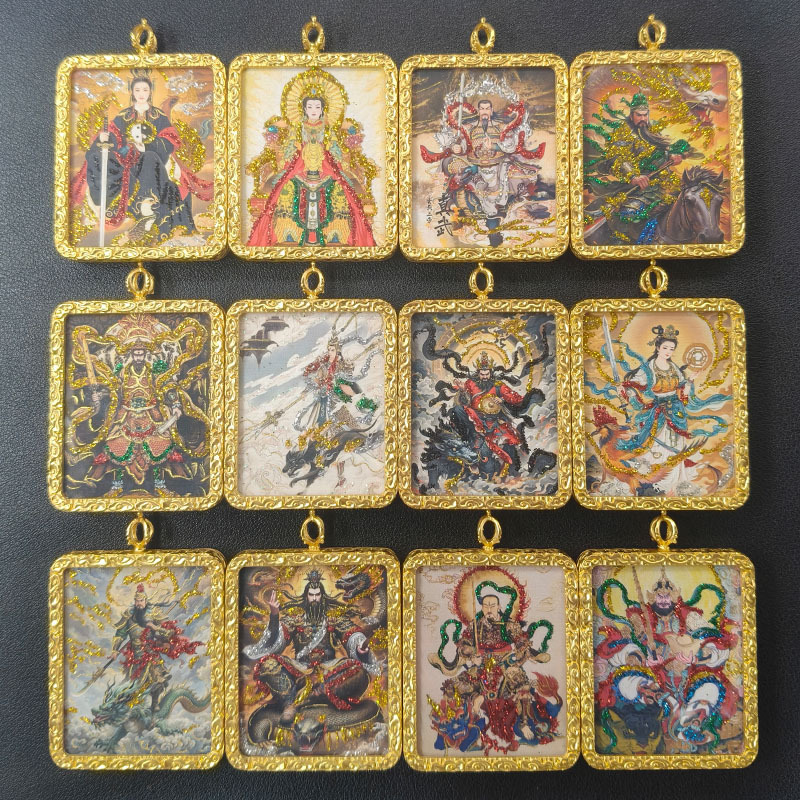 道家龙虎山唐卡吊坠手绘彩金砂泰山奶奶雷祖挂件九天玄女娘娘批发|undefined