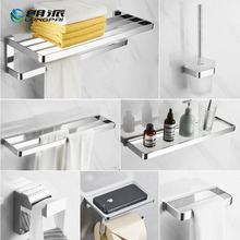 全铜轻奢浴巾架酒店浴室毛巾架卫生间置物架家用卫浴五金挂件套装