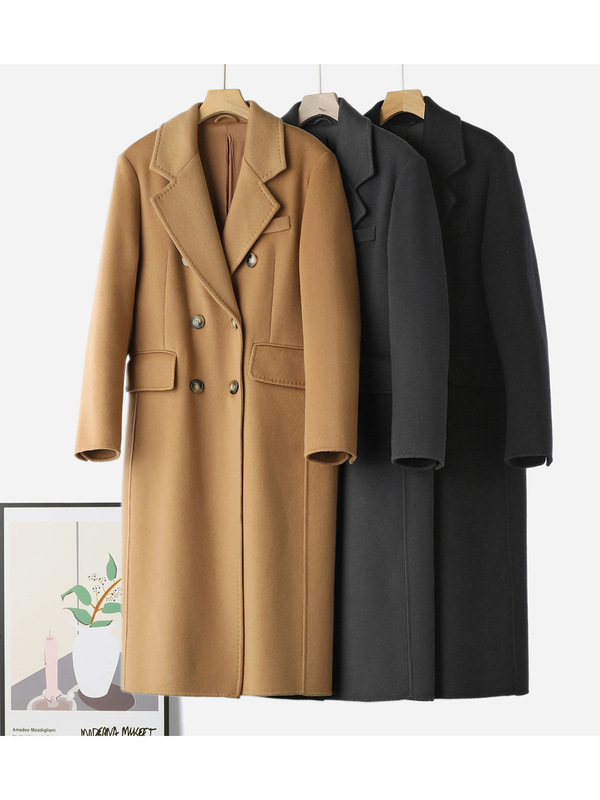 【限定特価】サメイ ロングスーツ ハイカウント ラムカシミヤ ダブル前立てコート インテリジェント両面ウールラペルカラー|undefined
