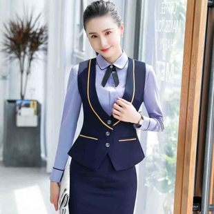 Professional waistcoat suit shirt suit hotel front desk temperament fashion professional attire waiter autumn and winter overalls women