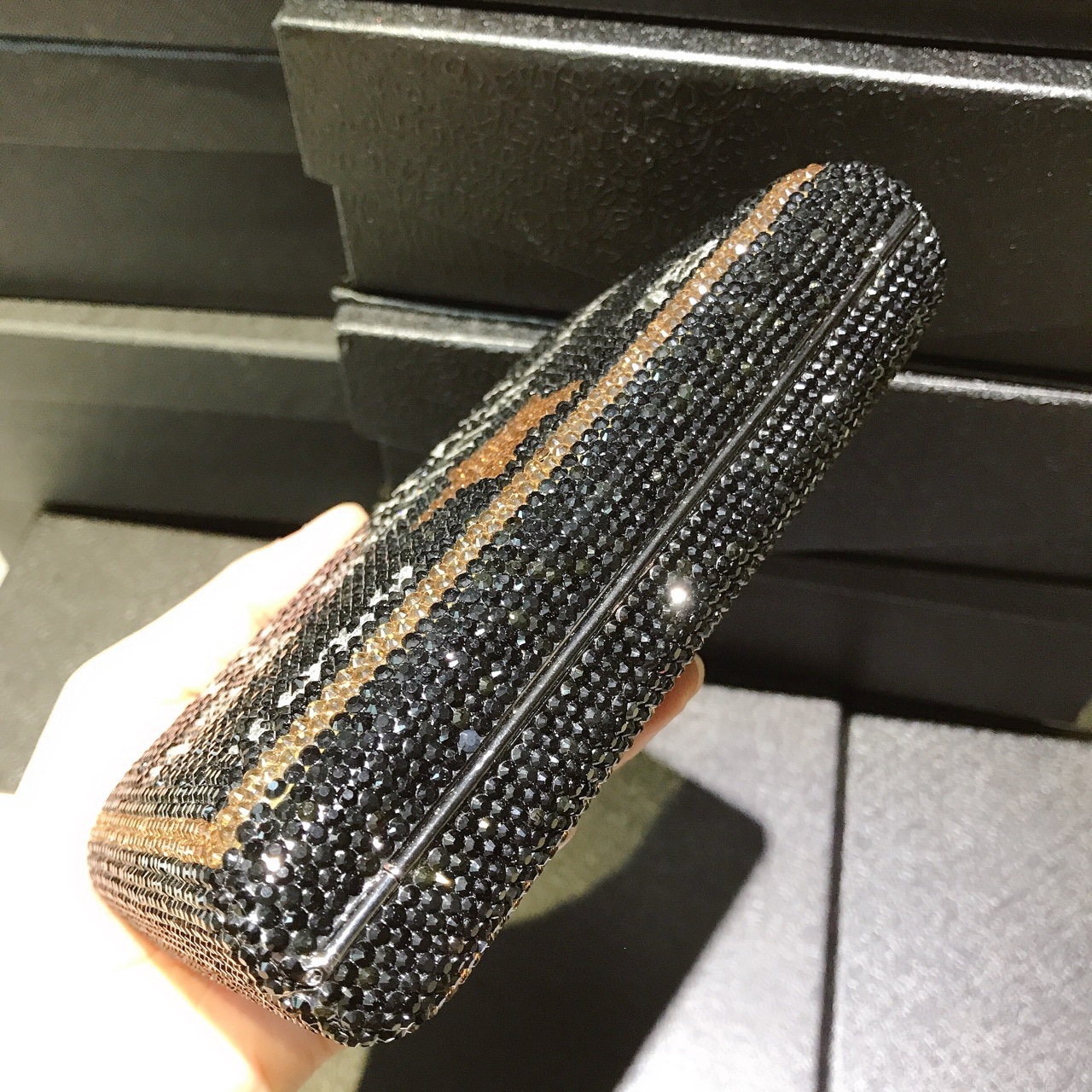 * bolsas de cristal de tarjetas de crédito negras bolsas de nicho de banquete europeas y estadounidenses bolsas de diamantes hechas a mano bolsas de cena de diamantes bolsas de cadena