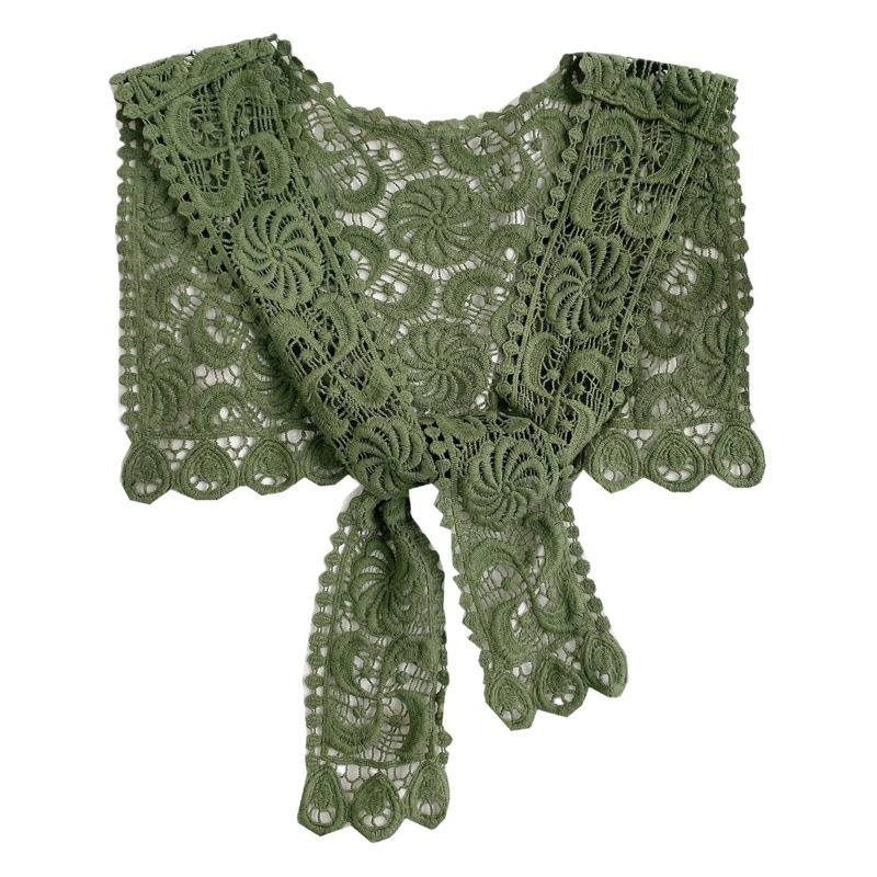 South Korea Dongdaemun New Crochet Lace Hollow Shawl Women's All-match Small Waistcoat Decorative Outer Waistcoat Collar Wholesale