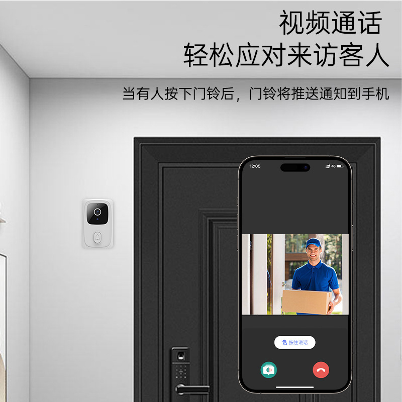 ビデオインターホンドアベル Tuya WiFi 低電力ワイヤレススマートドアベルホーム長距離ナイトビジョン双方向インターホン|undefined