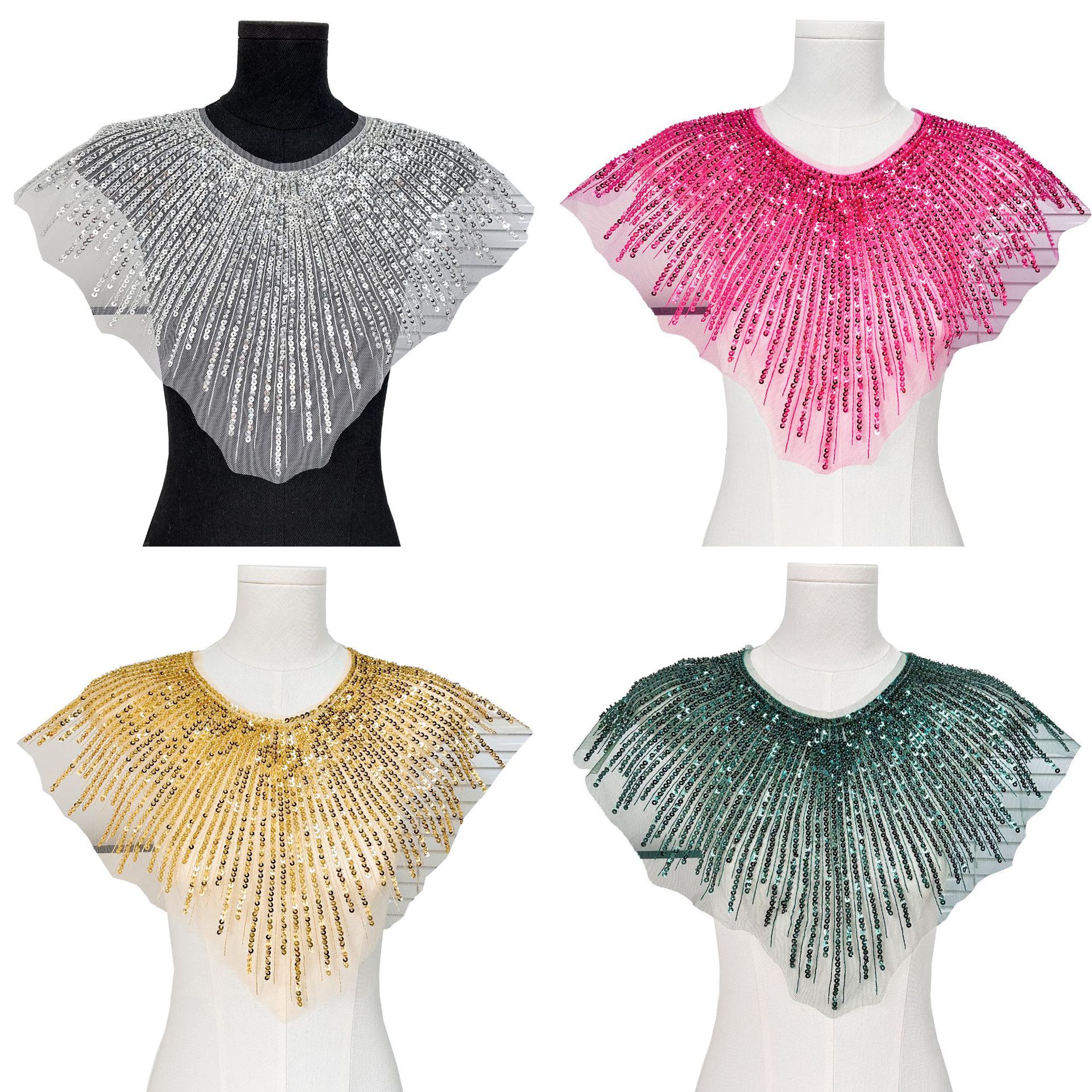 Cuello de perlas transfronterizas vestido de boda vestido de baile exagerado vestido de alta calidad de otoño piezas delanteras accesorios de cuello de poliéster en stock