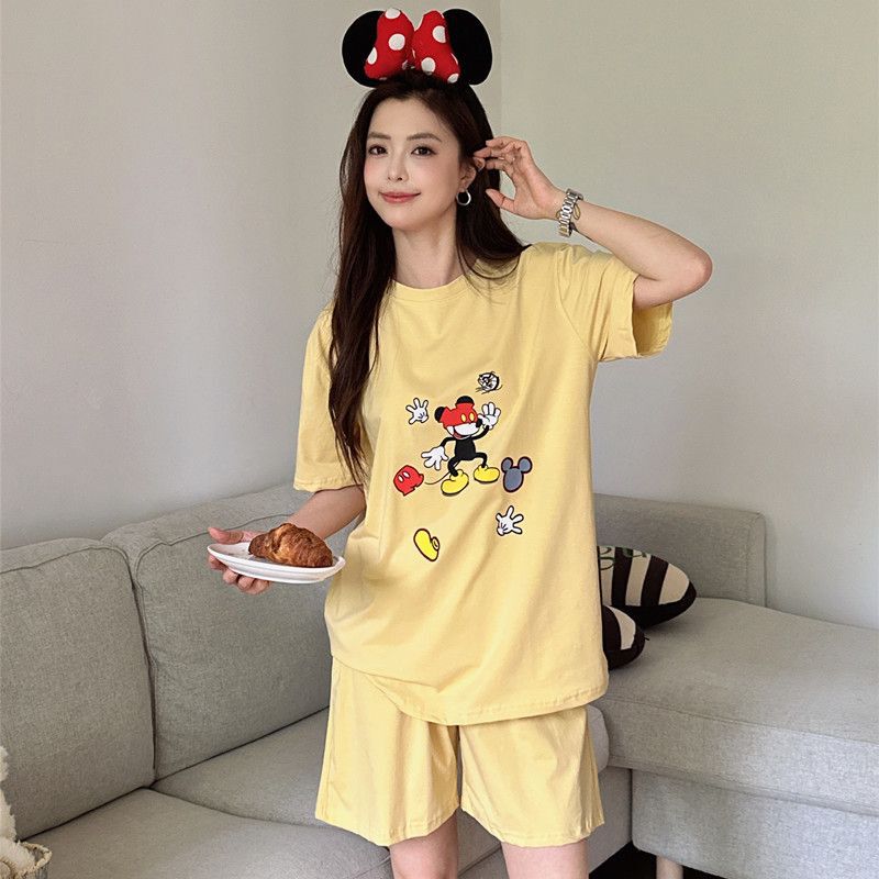 Cotton Pajamas, Your New Summer Round Neck Short-Sleeved Girl's Sweet Casual Loose and Comfortable Home Wear Two-Piece Suit