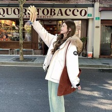反季正品韩版羽绒服女冬季新款工装派克服小个子加厚外套撤柜特价