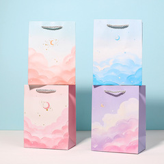 Simple Colorful Gift Packaging Bag Clothing Shopping Bag Vertical Square Thick Paper Bag for Birthday Gifts Handbag