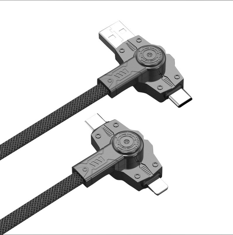 360 回転 4-in-1 高速充電 240 ワットデータケーブル Huawei 社の Android Apple 携帯電話 USB 充電ケーブル デュアル C に適しています|undefined