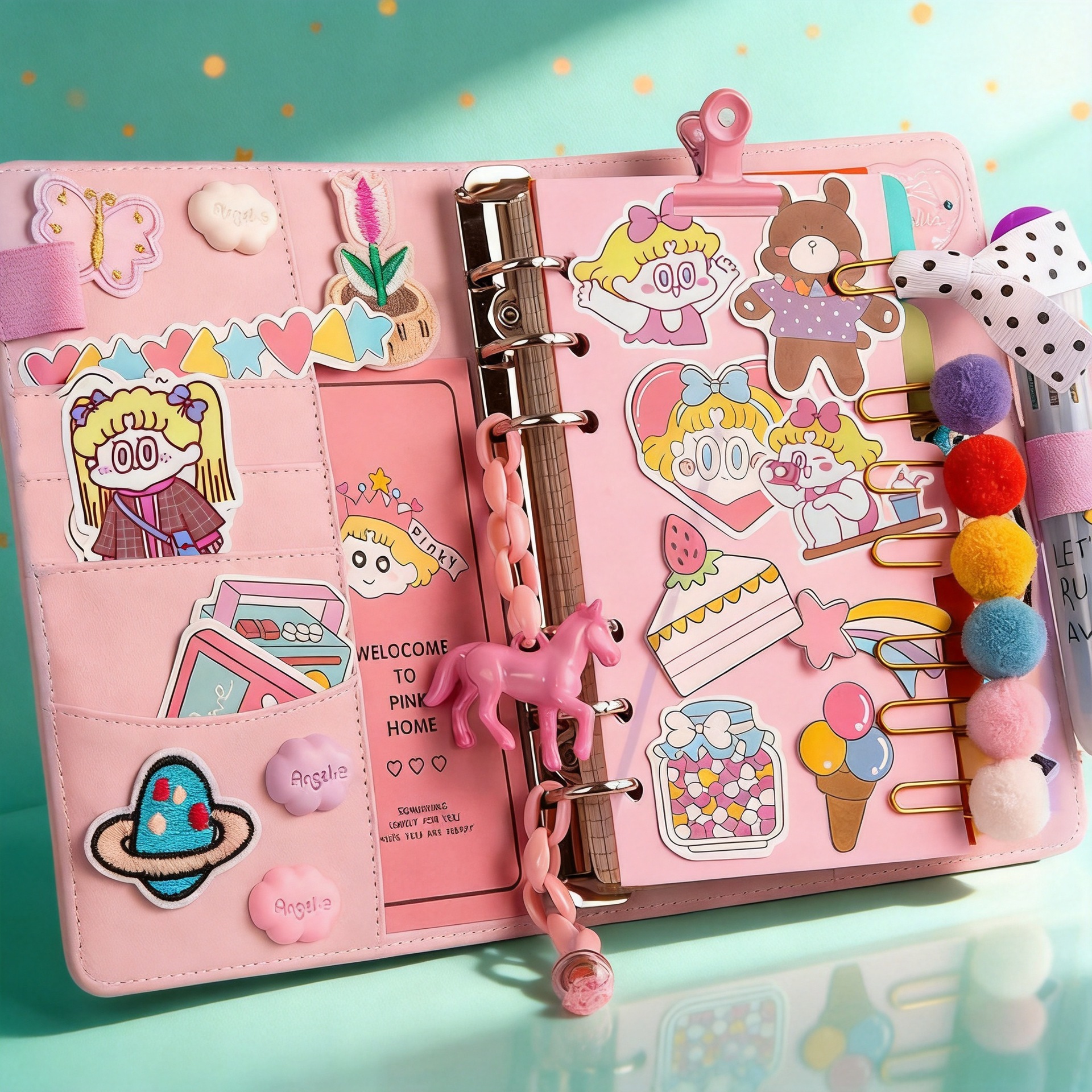Set de diario para niñas, diario, materiales para diario, herramientas, cinta adhesiva, pegatinas, caja de regalo, papel de calco, sobres.