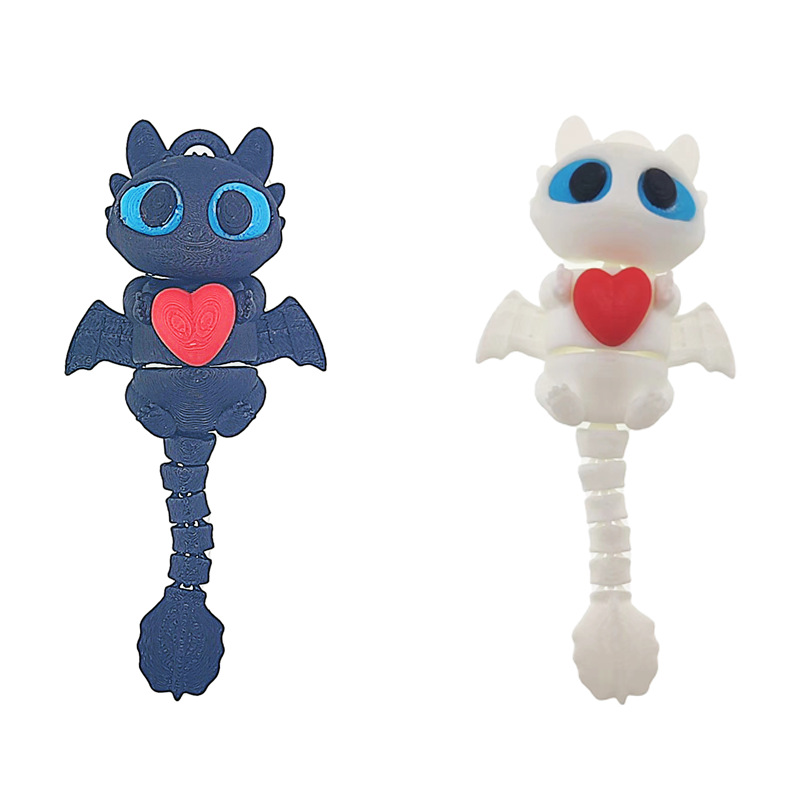 Cross-border 3D printed little dragon keychain decoration children's toy stall magic