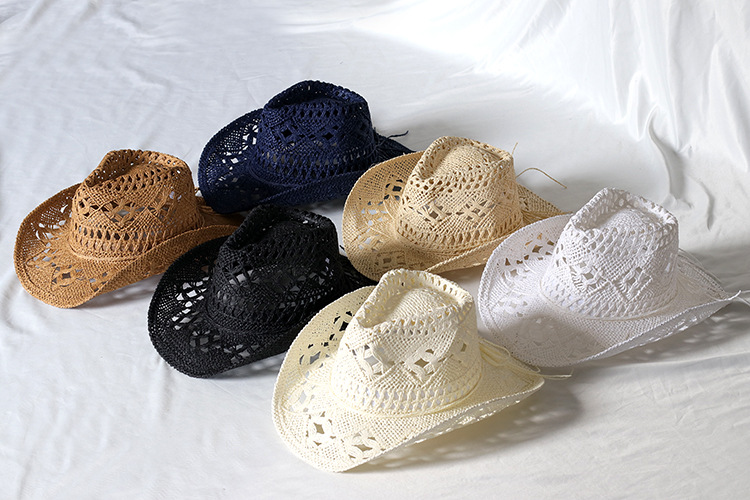 Unisex Simple Style Solid Color Hollow Out Crimping Straw Hat display picture 1
