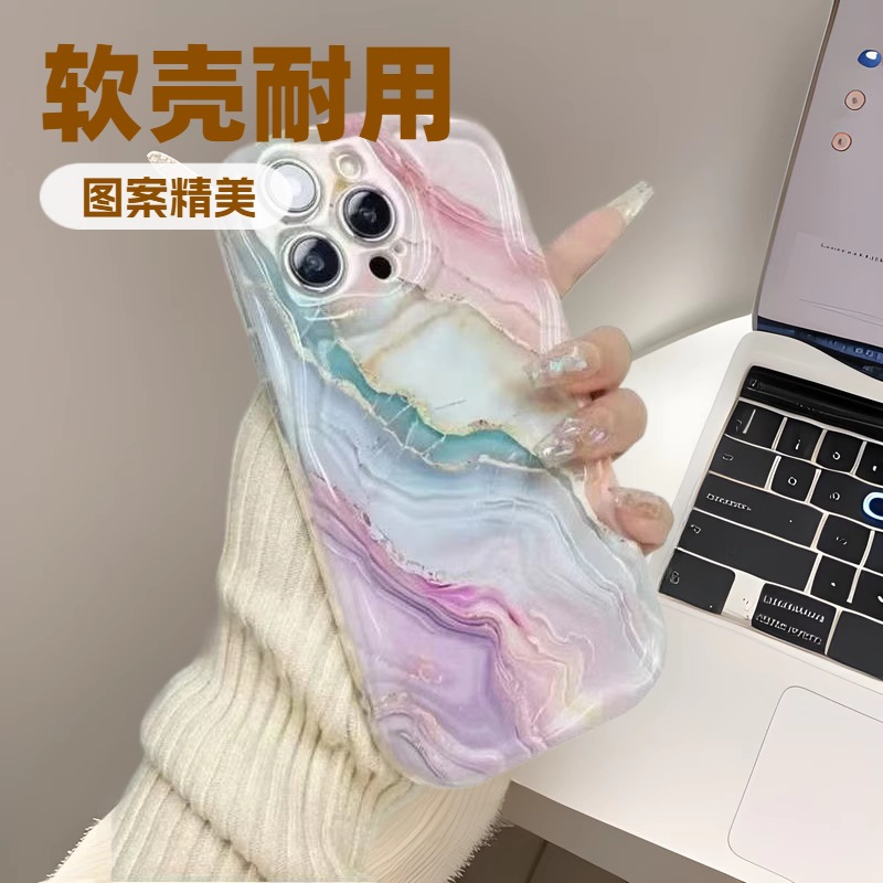 Patrón de mármol para Apple 16Promax funda para teléfono móvil Anti-caída iPhone15 Japón y Corea del Sur ins14/13 Europa y América 12