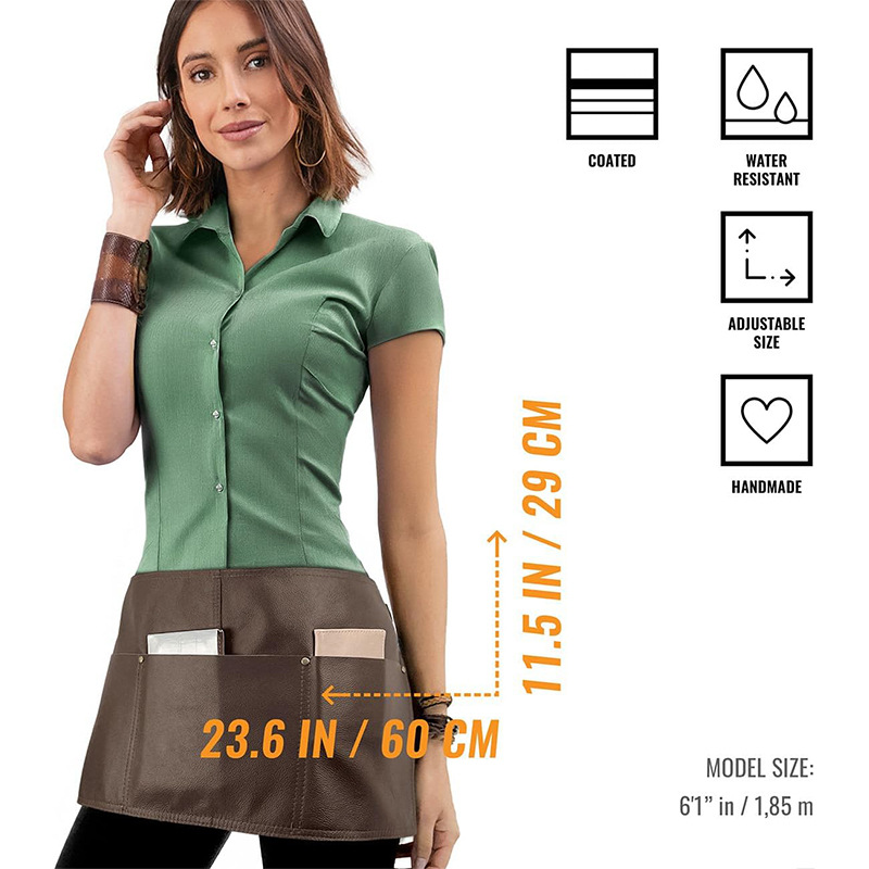 Delantal de piel de PU de Amazon transfronterizo, impermeable y a prueba de aceite, corte de pelo, ropa de trabajo, delantal de cocina para el hogar, personalizado al por mayor