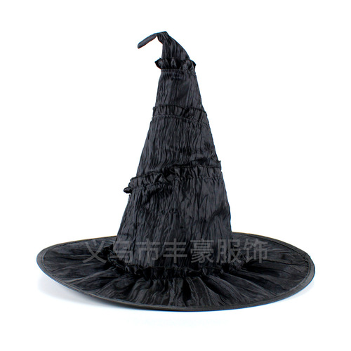 Halloween Hat: Witch Party Decor – Curved Edge Mesh, Pumpkin Print, Magic Wizard Cap with Black Tip