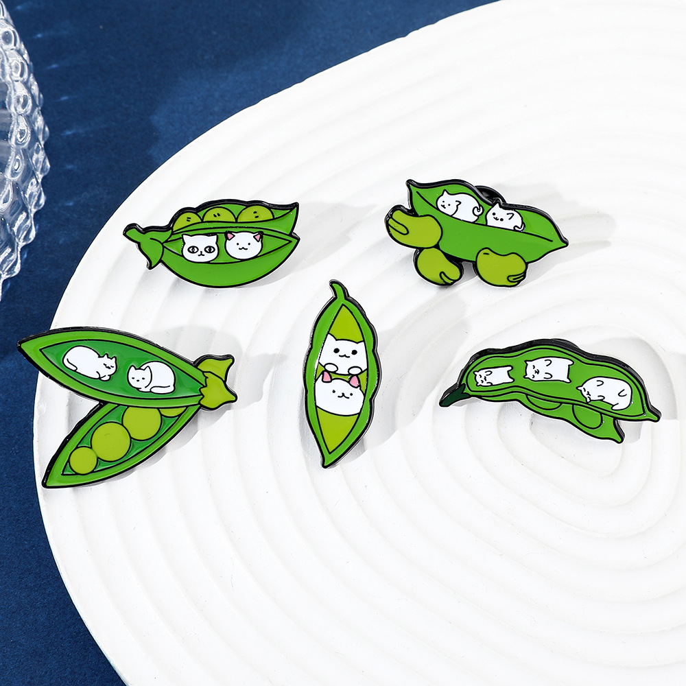 6g Weight Brooches Classification Casual, Daily Occasion Alloy Material Cat, Pea Pattern Unisex Gender Enamel Design Cute Style Cute Pin Cat Pea Alloy Enamel Unisex Brooches 18
