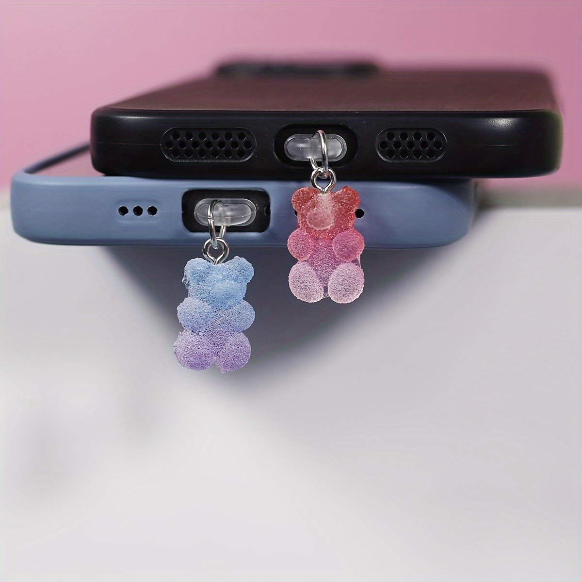 Cep Telefonu Toz Fişi Degrade Renk Teddy Bear Cep Telefonu Toz Fişi Abs Malzeme Uyumlu/tip-c Arayüzü-çalıştır