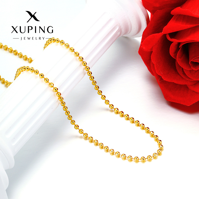 Xuping nueva moda simple aleación de cobre chapado 24k collar de esferas geométricas clásicas diarias fáciles de poner cadena simple