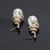 Design earrings, silver needle from pearl, french style, micro incrustation, silver 925 sample