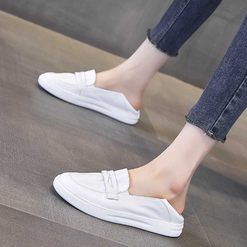 흰색 신발 여성의 40-43 플러스 사이즈 여성 신발 2022 가을 새로운 사랑 신발 플랫 한국어 조커 게으른 신발