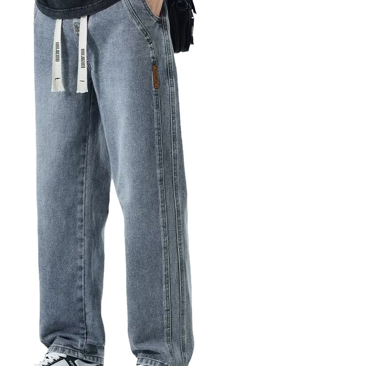 Vintage jeans para hombre 2024 otoño e invierno nuevo estilo recto marea marca de pierna ancha americana calle alta salvaje pantalones casuales