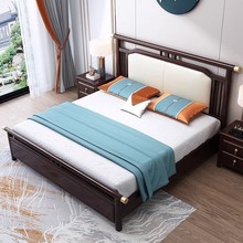 新中式实木床双人床1.8x2米新款软包简约主卧床1.5米家用储物婚床