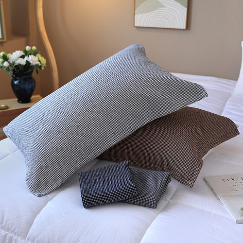 Pure Cotton Pillowcase Washable Cotton Pillowcase Manufacturer Wholesale Thick Plain Color Check Pattern Adult Couple Breathable Absorbent Dropshipping