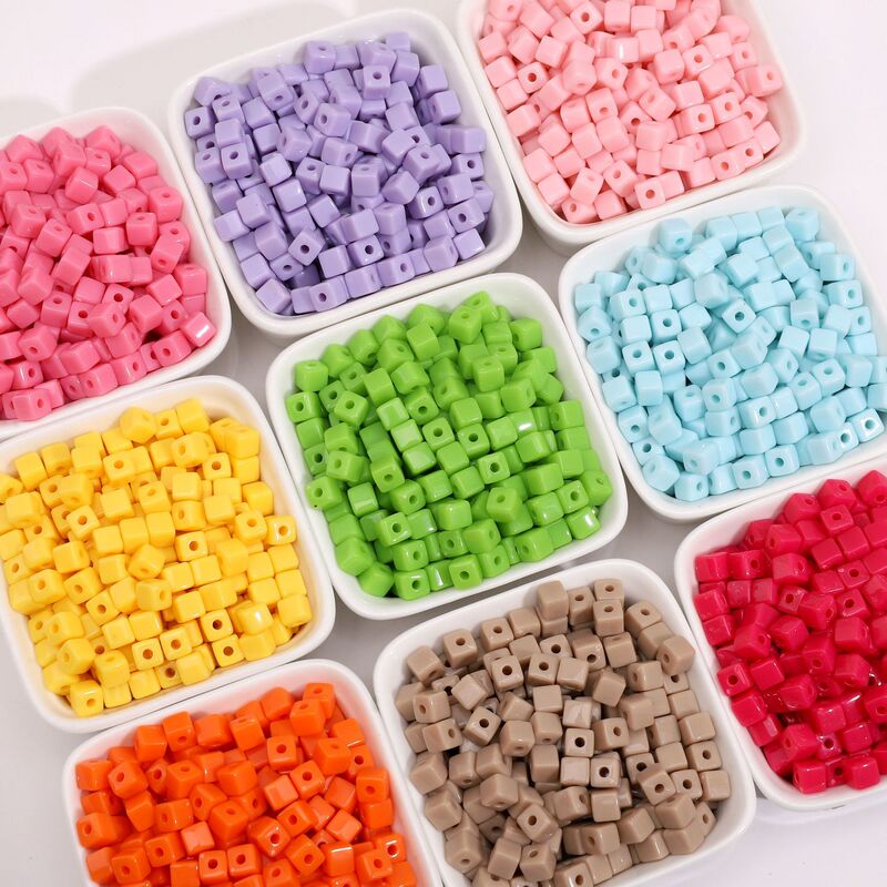 亚克力实色立体方块珠散珠子diy手工串珠手链项链配饰品配件材料|undefined