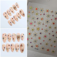 美甲贴花新品烫金雪花DIY手帐圣诞节五彩缤纷果冻彩钻圣诞指甲贴