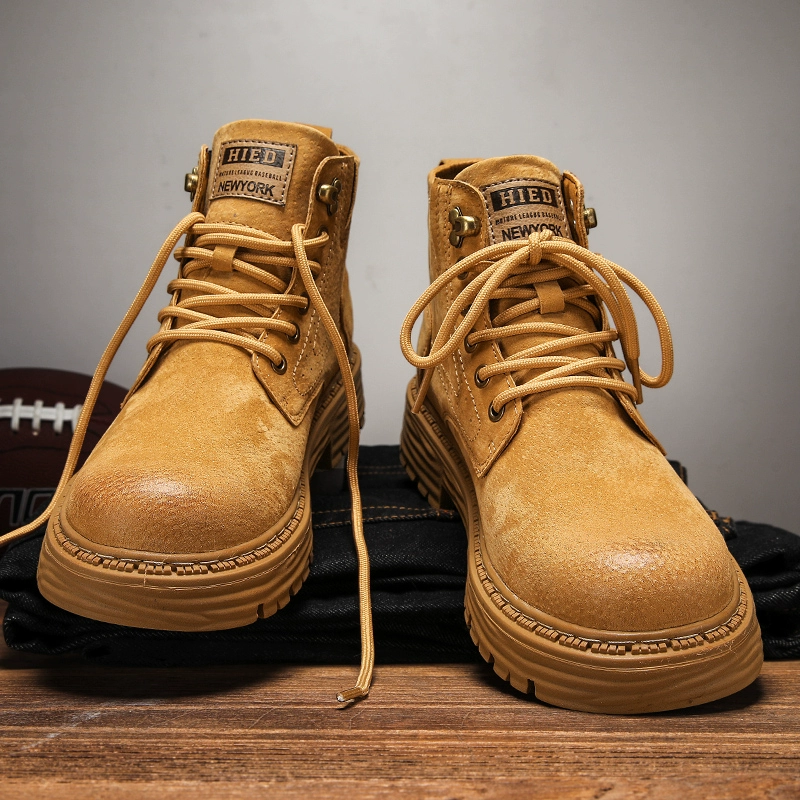 Мужские ботинки Martens в английском стиле, утеплённые зимние высокие, тёплая и практичная обувь