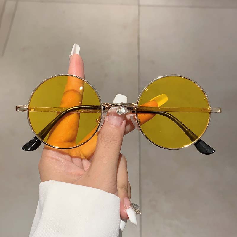 42g Weight Full Frame Glasses Structure Sunglasses Classification PC, UV400 Protection Lens Material Round Frame Glasses Style Travel Occasion Color Block Pattern Women's Gender Business, Simple Style Style Gold Color Business Simple Style Color Block PC UV400 Protection Round Frame Full Frame Women's Sunglasses 2