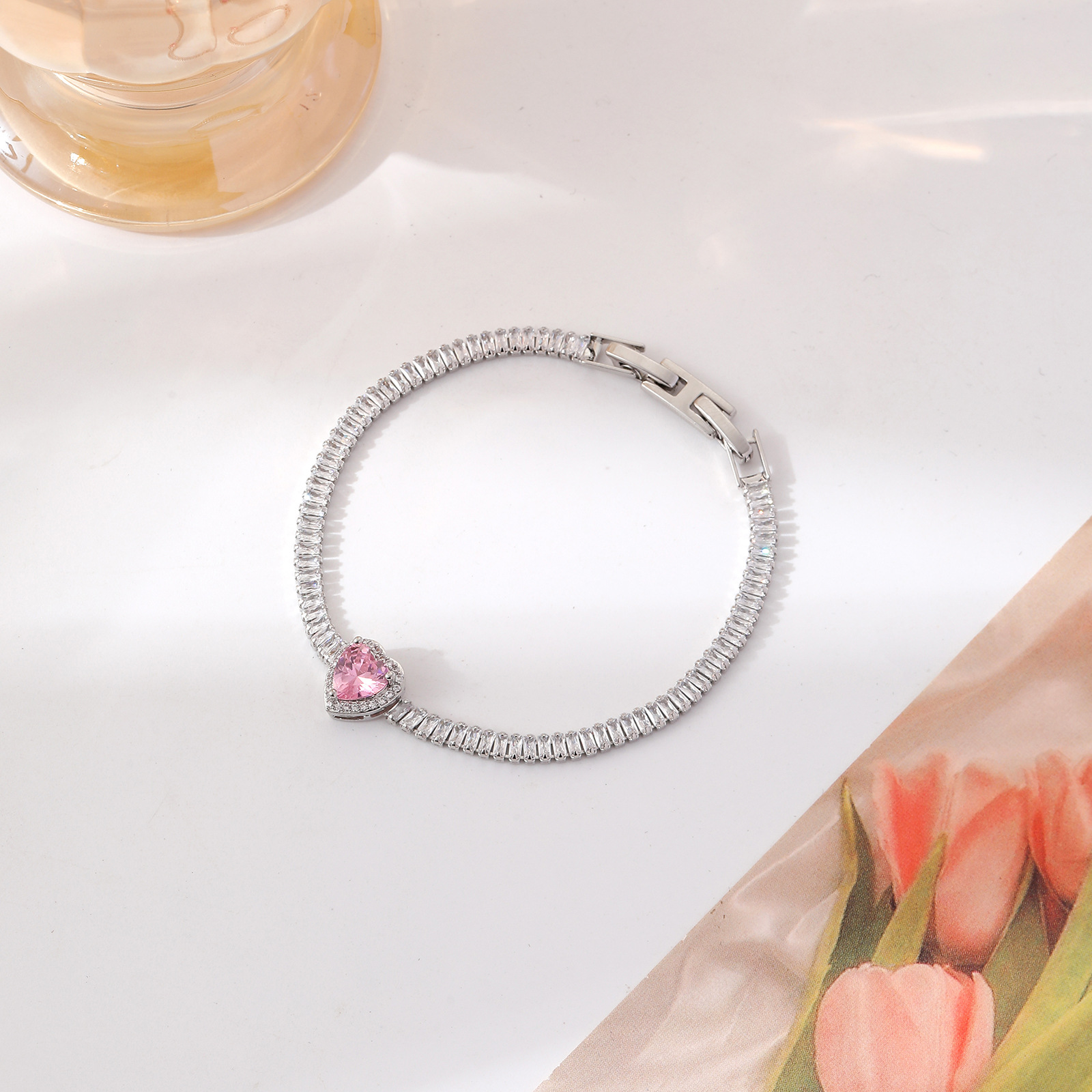 11g Weight Zircon Inlay Material Bracelets Classification Copper Chain Material 1 Piece Quantity Daily Occasion Copper Material Water Droplets, Heart Shape, Flower Pattern Women's Gender Inlay Design Shiny, IG Style Style Copper Inlay Water Droplets Heart Shape Flower Zircon Copper Bracelets 5