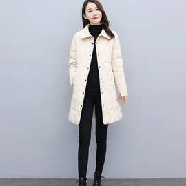 轻薄棉衣女中长款2023冬季新款气质韩版修身百搭小个子保暖外套