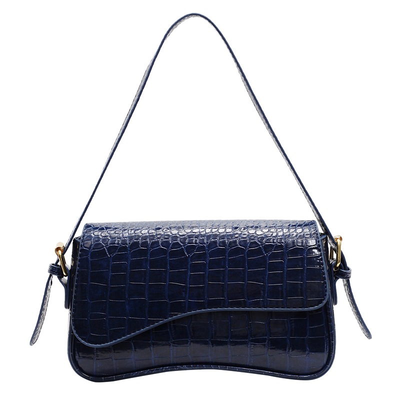 2024 nuevo estilo PU de color sólido moda personalidad diaria patrón de piedra simple bolso de hombro bolso de axila con hebilla de metal