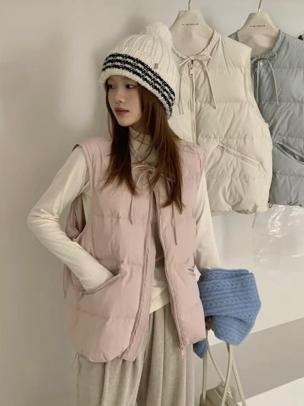 韩系羽绒马甲女2025年秋冬时尚甜美小个子白鸭绒保暖背心显瘦外套|undefined